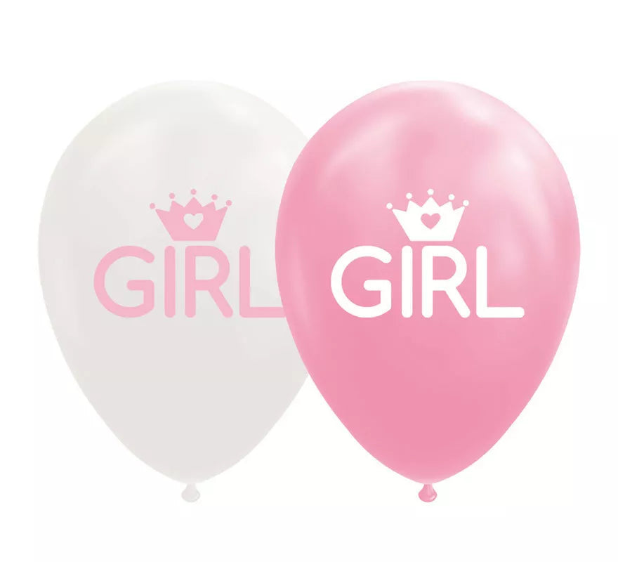 Translation missing: de.Pack de 8 Globos Bebé de Color Rosa/Blanco de 30 cm