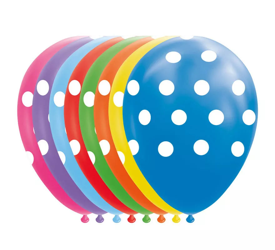 Translation missing: de.Pack de 8 Globos Lunares de Colores Surtidos de 30 cm