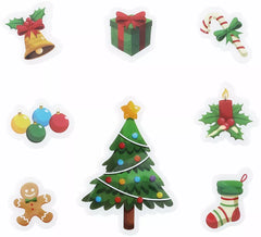 Packung mit 8 Gel-Aufklebern, Weihnachtsbaumfiguren, 20 x 25 cm
