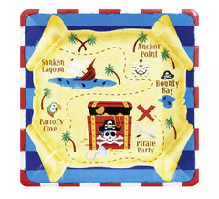 Packung mit 8 quadratischen Tellern des Piratenschatzes von 17,7 cm