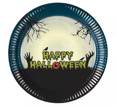 Packung mit 8 Happy Halloween Papptellern 23cm