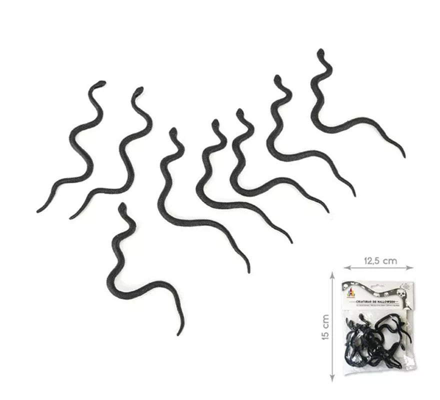 Pack de 8 Serpientes negras delgadas