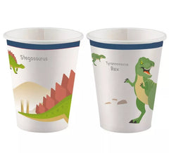 Packung mit 8 250-ml-Dinosaurierbechern aus Pappe