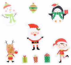 Packung mit 9 Gel-Aufklebern lächelnder Weihnachtsfiguren, 20 x 25 cm