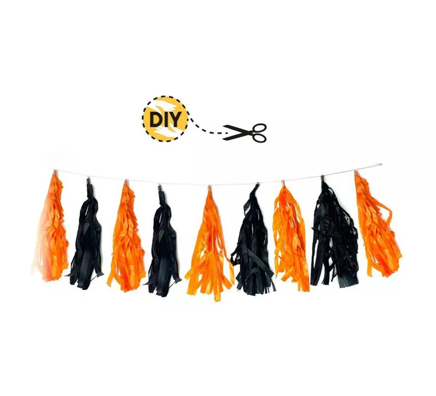 Translation missing: de.Pack de 9 Pompones naranja y negro DIY de 9 m