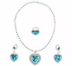 Prinzessin-Blaues Set aus Halskette, Ohrringen und Ring
