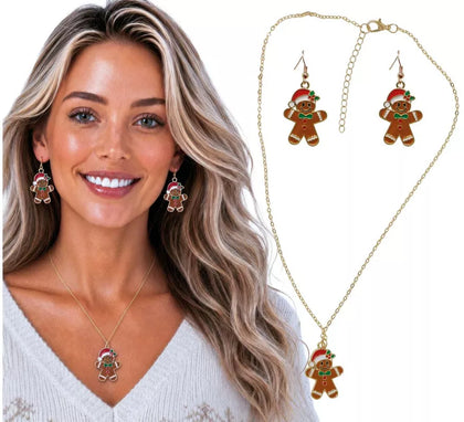 Pack de Pendientes y Collar de Muñeco de Jengibre