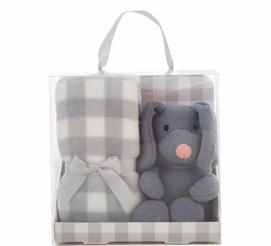 Translation missing: de.Pack Manta de 90x75 cm y Perro de Peluche gris de 26 cm