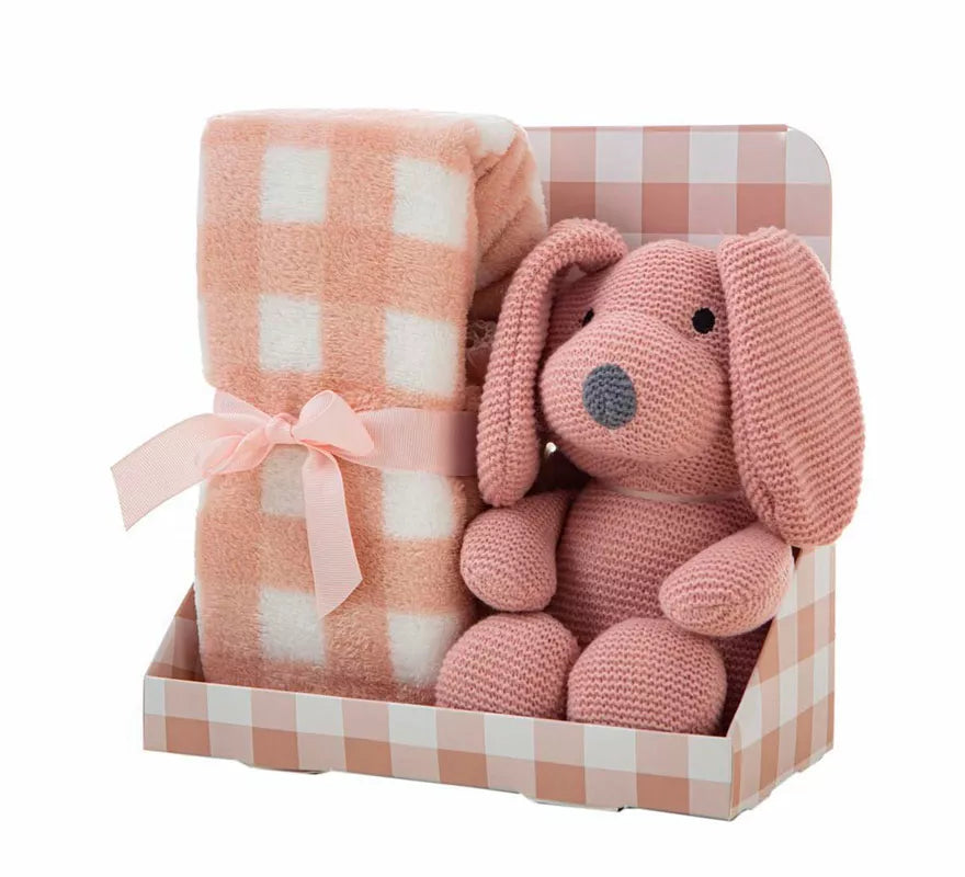 Translation missing: de.Pack Manta de 90x75 cm y Perro de Peluche rosa de 26 cm