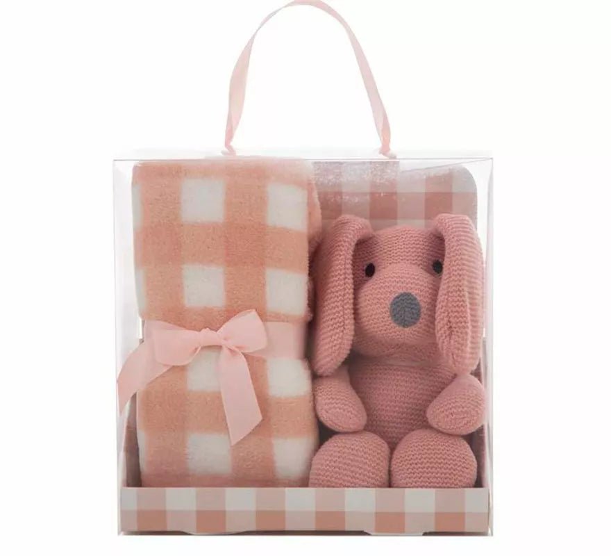 Translation missing: de.Pack Manta de 90x75 cm y Perro de Peluche rosa de 26 cm