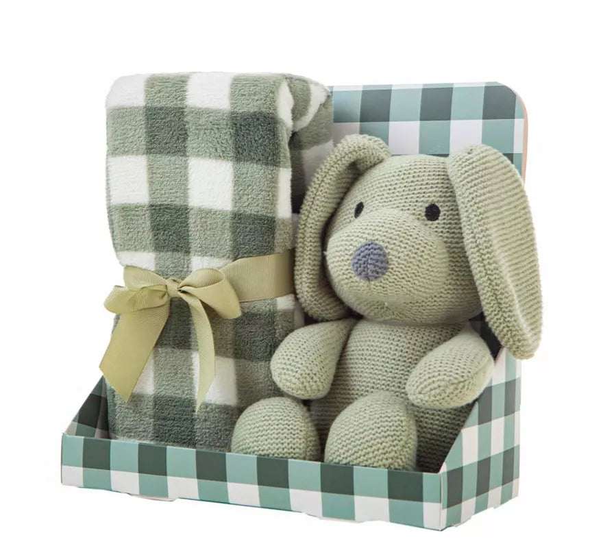 Translation missing: de.Pack Manta de 90x75 cm y Perro de Peluche verde de 26 cm