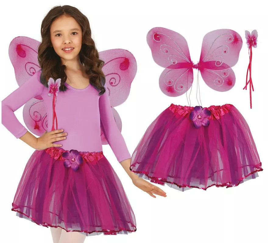 Translation missing: de.Pack Tutú, Alas y Lazo Mariposa rosa para niña