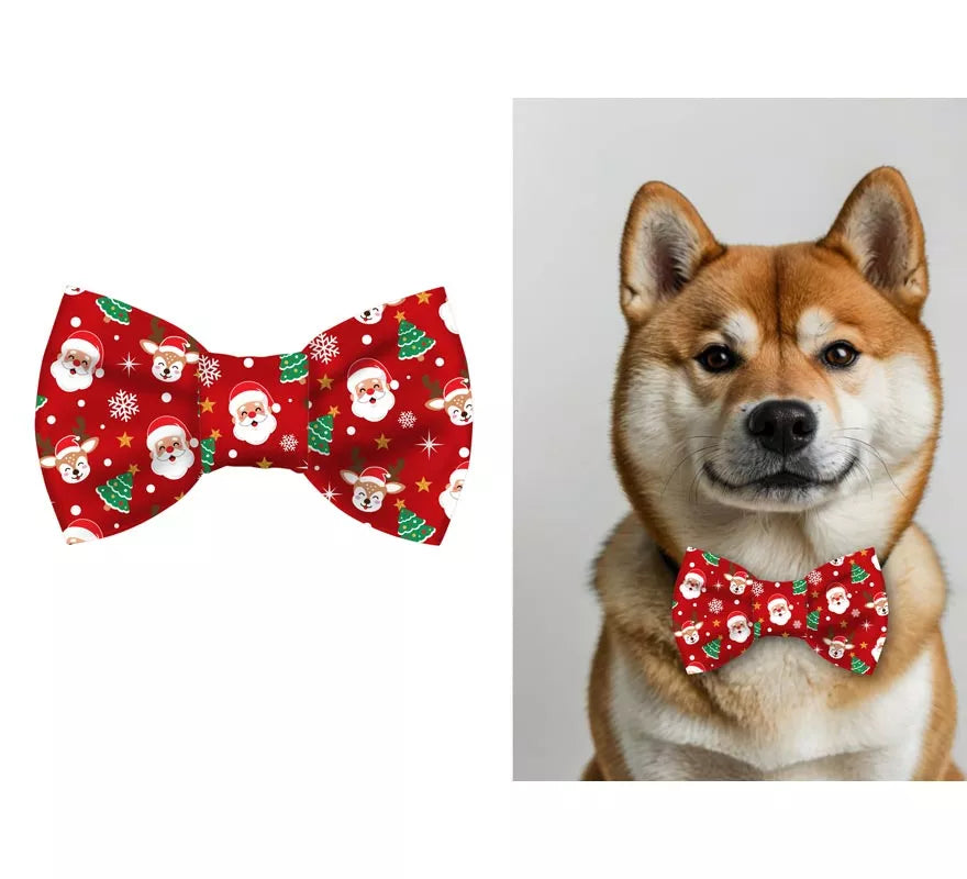 Translation missing: de.Pajarita Estampada de Papá Noel para perro