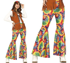 Mehrfarbig bedruckte Hippie-Hose für Damen