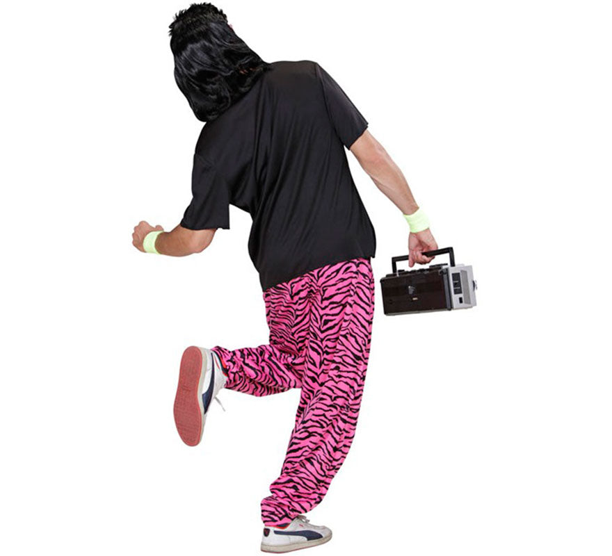 Translation missing: de.Pantalones Años 80 Estampado Cebra rosa para hombre
