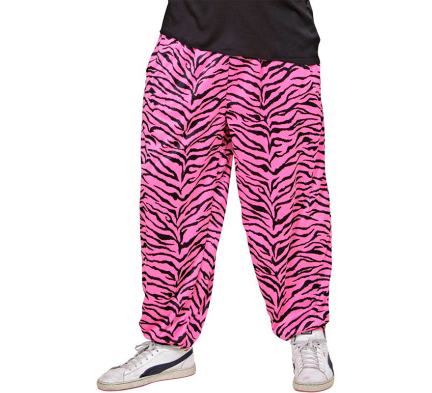 Translation missing: de.Pantalones Años 80 Estampado Cebra rosa para hombre