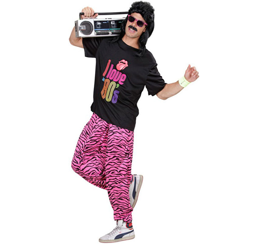Translation missing: de.Pantalones Años 80 Estampado Cebra rosa para hombre