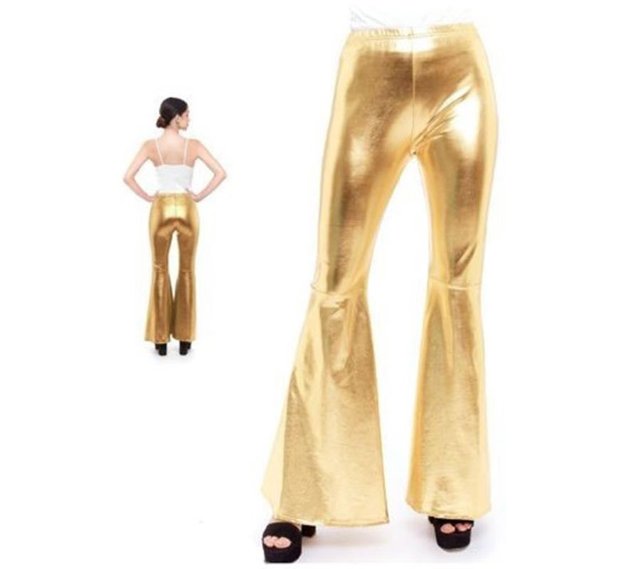 Pantalones de Campana Metalizado color Oro para mujer