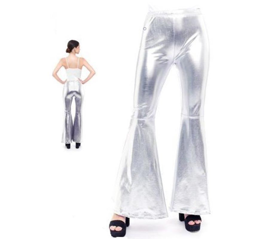 Translation missing: es.Pantalones de Campana Metalizado color Plata para mujer
