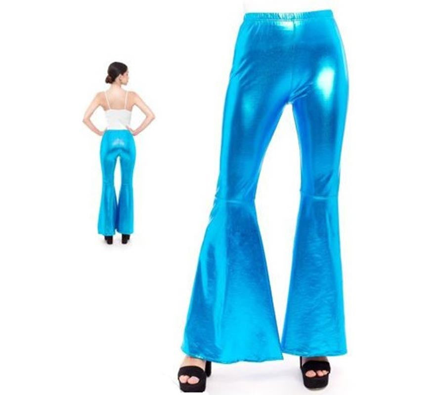 Translation missing: es.Pantalones de Campana Metalizado color Turquesa para mujer
