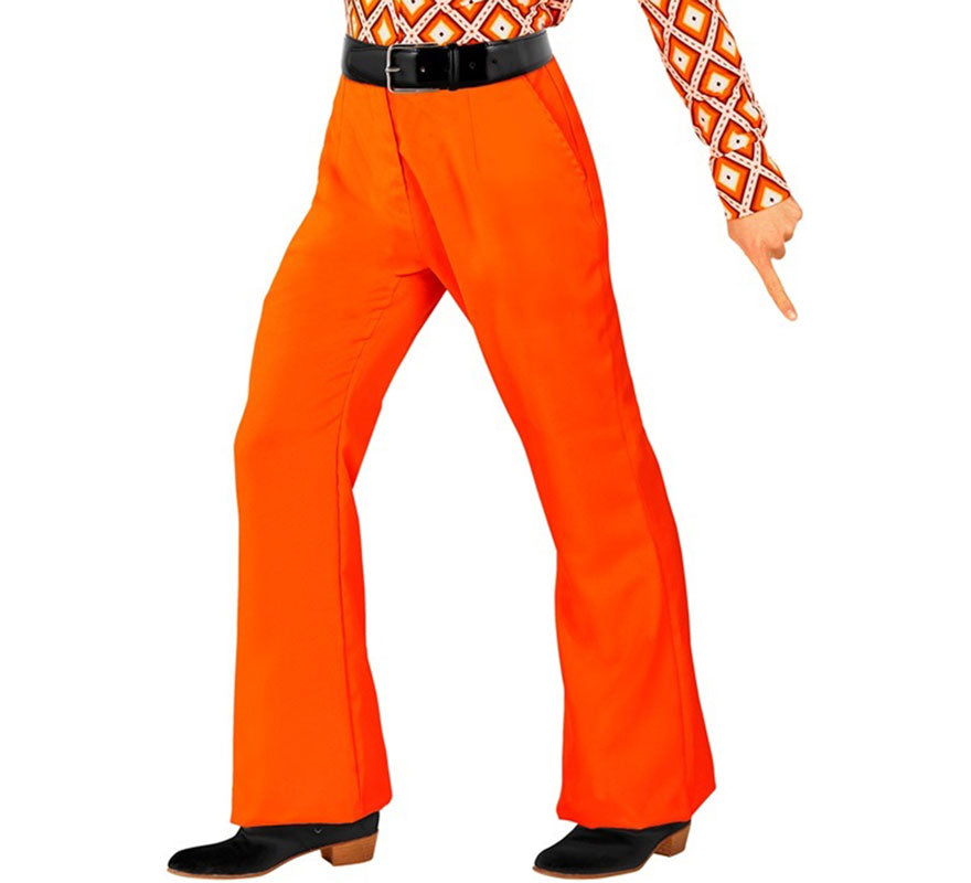 Pantalones Disco Años 70 naranja para hombre