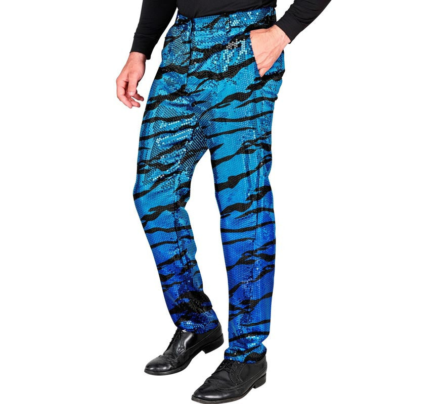 Translation missing: de.Pantalones Fiesta animal print azul para hombre