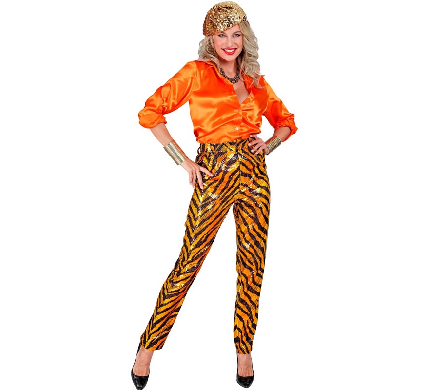 Translation missing: de.Pantalones Fiesta animal print dorado para mujer