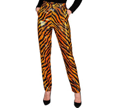 Goldene Fiesta-Hose mit Animal-Print für Damen