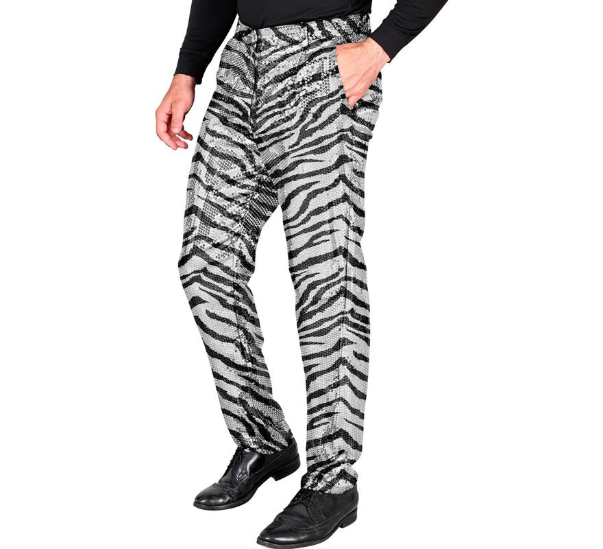 Pantalones Fiesta animal print plateado para hombre