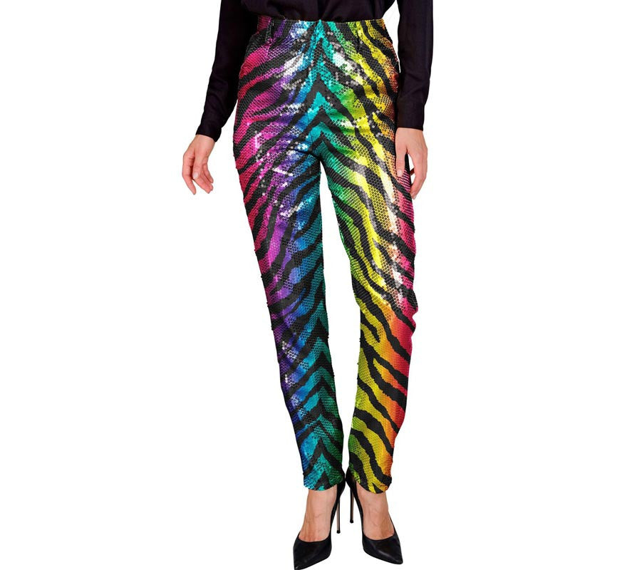 Translation missing: de.Pantalones Moda Fiesta Animal Print rayas multicolor para mujer