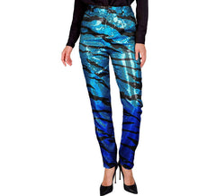 Partyhosen _ Modischer Animal-Print in Blau für Damen