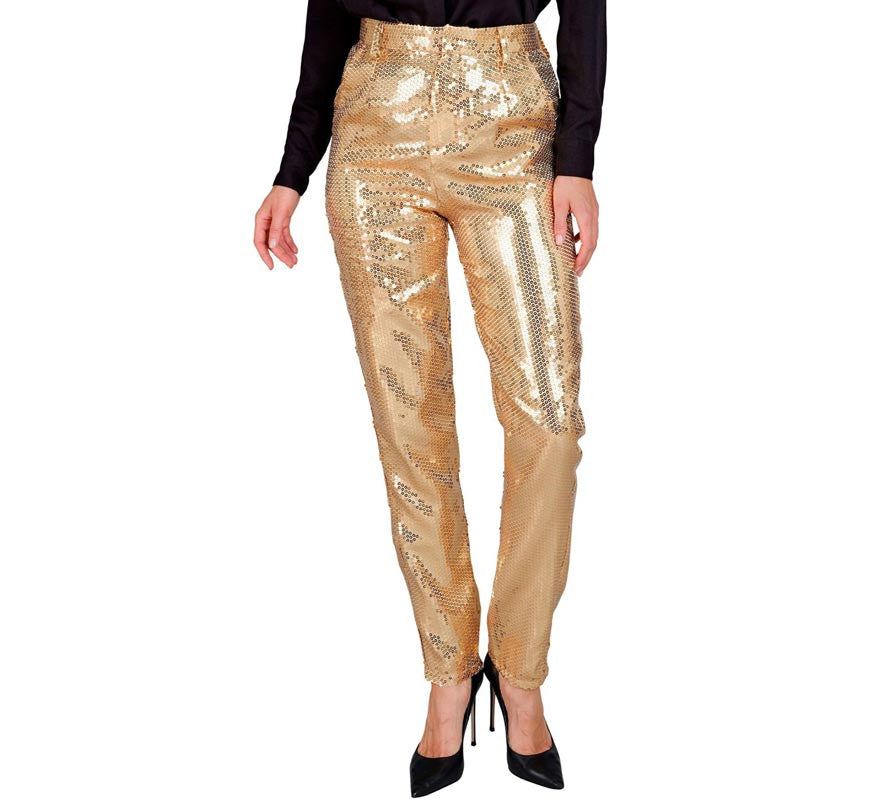 Translation missing: de.Pantalones Party Fashion lentejuelas dorado para mujer