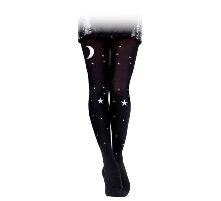 Translation missing: de.Panty negra de Bruja luna y estrellas adulto
