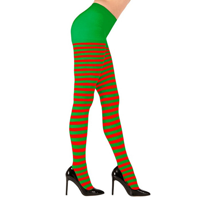 Pantys a Rayas rojo y verde 70 DEN