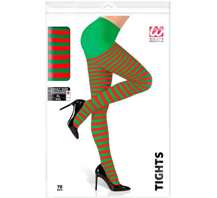 Translation missing: de.Pantys a Rayas rojo y verde 70 DEN