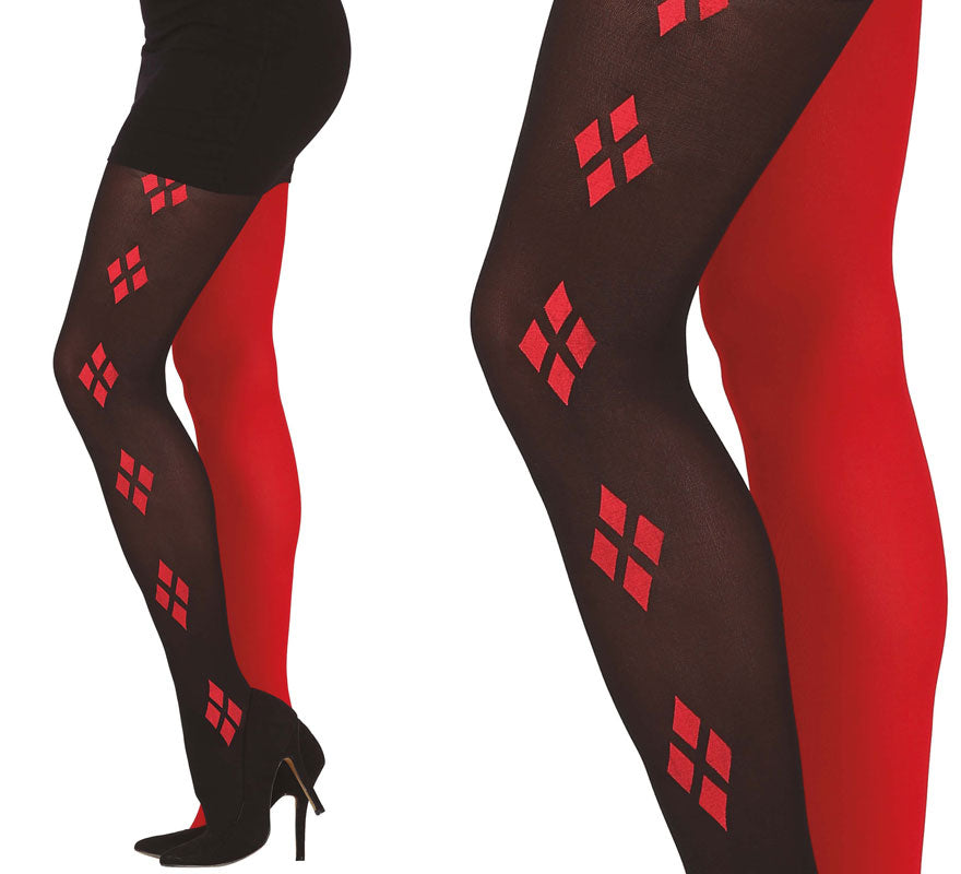 Translation missing: de.Pantys de Arlequina Roja y Negra Adulto