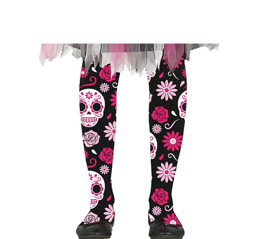 Translation missing: de.Pantys de Catrina Calaveras y Flores rosa infantil