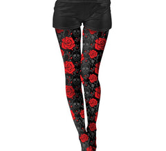 Catrina-Strumpfhose „Skulls and Red Roses“ für Erwachsene