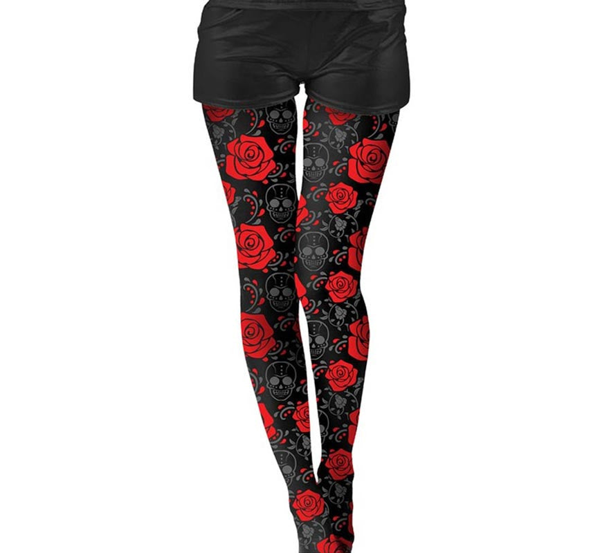 Translation missing: de.Pantys de Catrina Calaveras y Rosas rojas adulto
