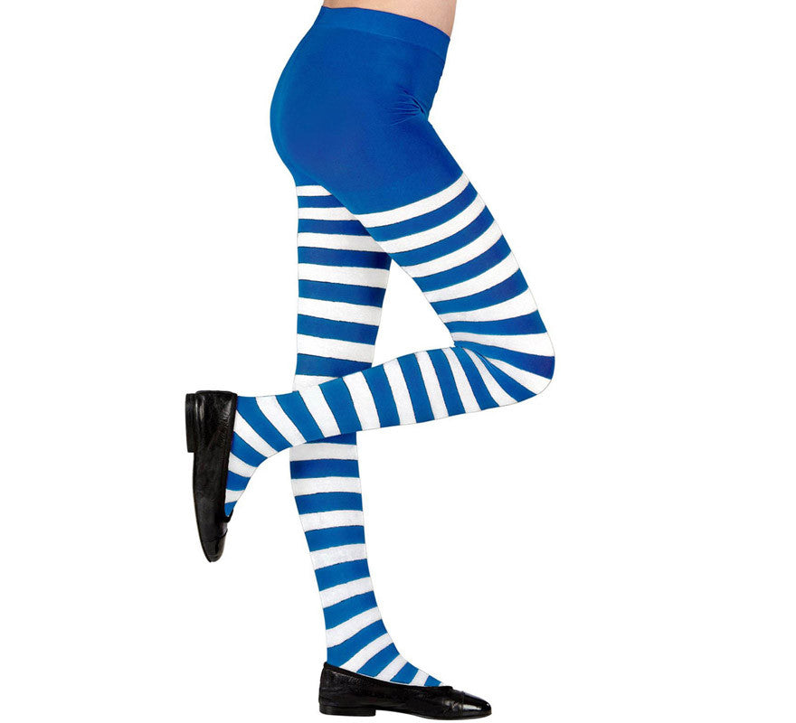 Pantys de Rayas Blancas y Azules 70 deniers Infantiles