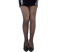 Schwarze Netzstrumpfhose mit Schmucksteinen