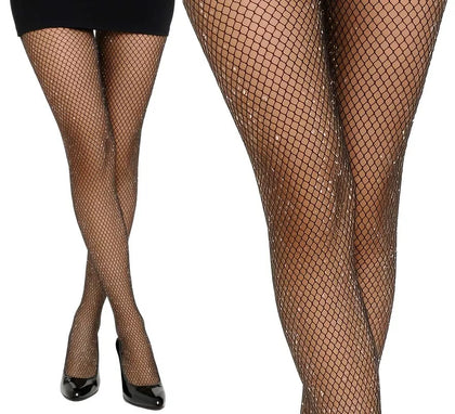 Pantys de Rejilla negros Brillantes