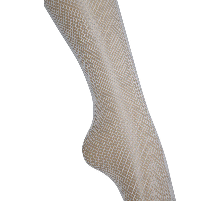 Pantys medias Malla Pequeña blanca adulto