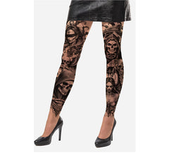 Death Strumpfhose mit Tattoo-Effekt