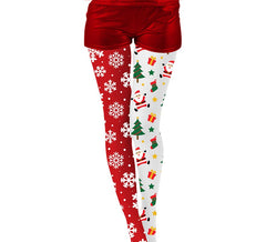 Weihnachtsstrumpfhose mit doppeltem Aufdruck aus Schneeflocken und erwachsenem Baum