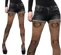 Schwarze Strumpfhose mit Herzen