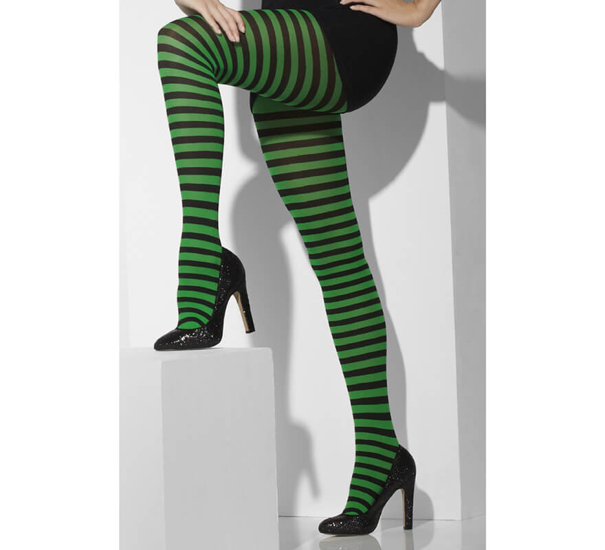 Pantys Opacos verdes y negros a rayas