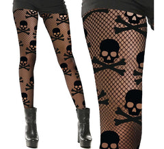Netzstrumpfhose mit Totenkopf-Motiv für Damen