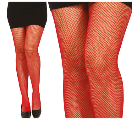 Pantys rojas de malla pequeña para mujer