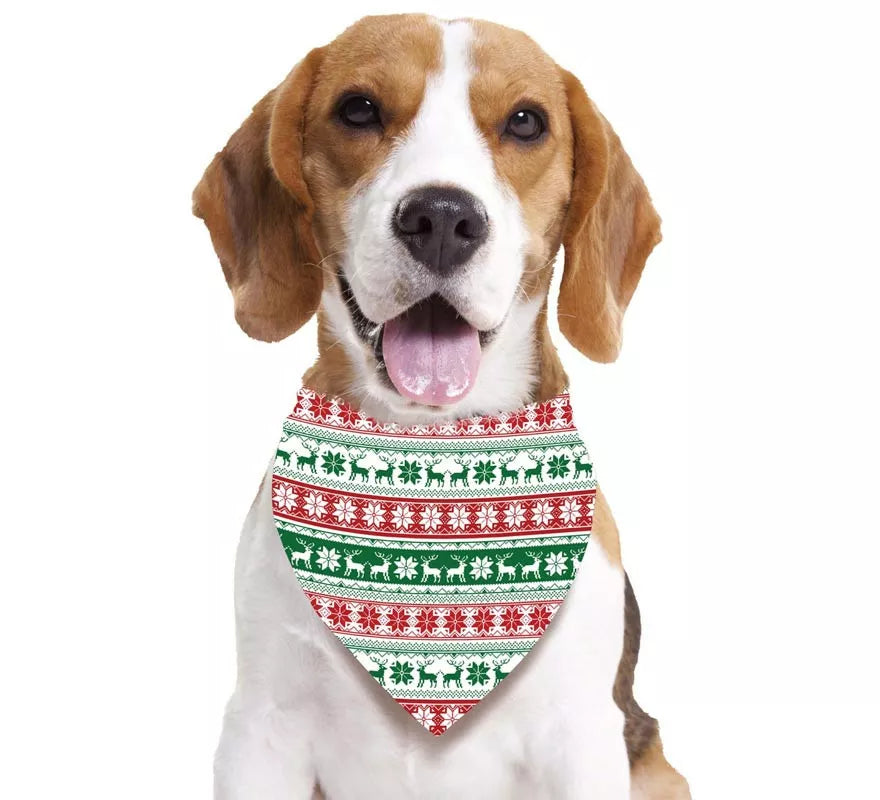 Translation missing: de.Pañuelo Copos y Renos estampado para perro de 69x35 cm
